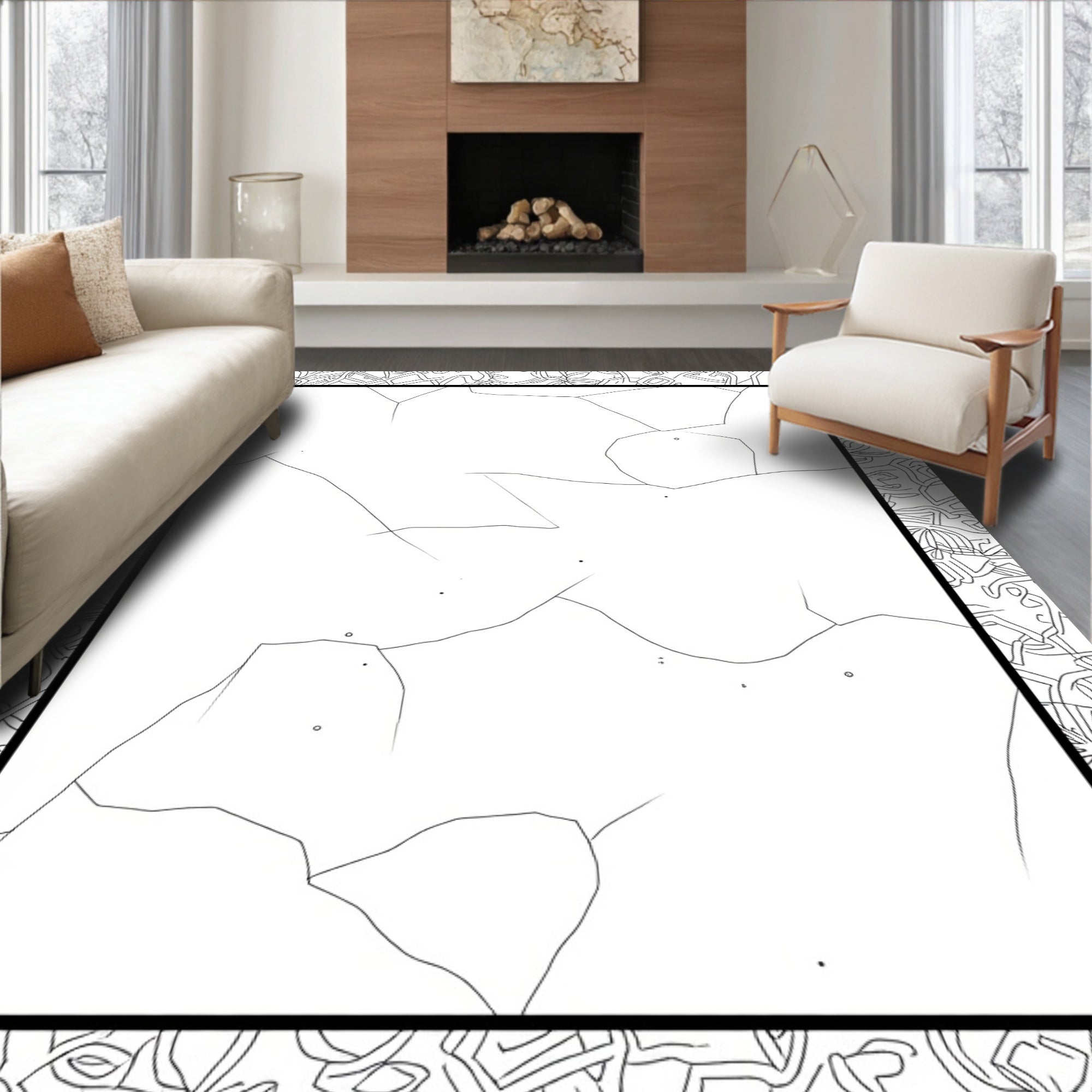 Abstract Textured Geometric Design Rug