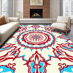 Red Blue Radial Pattern Rug