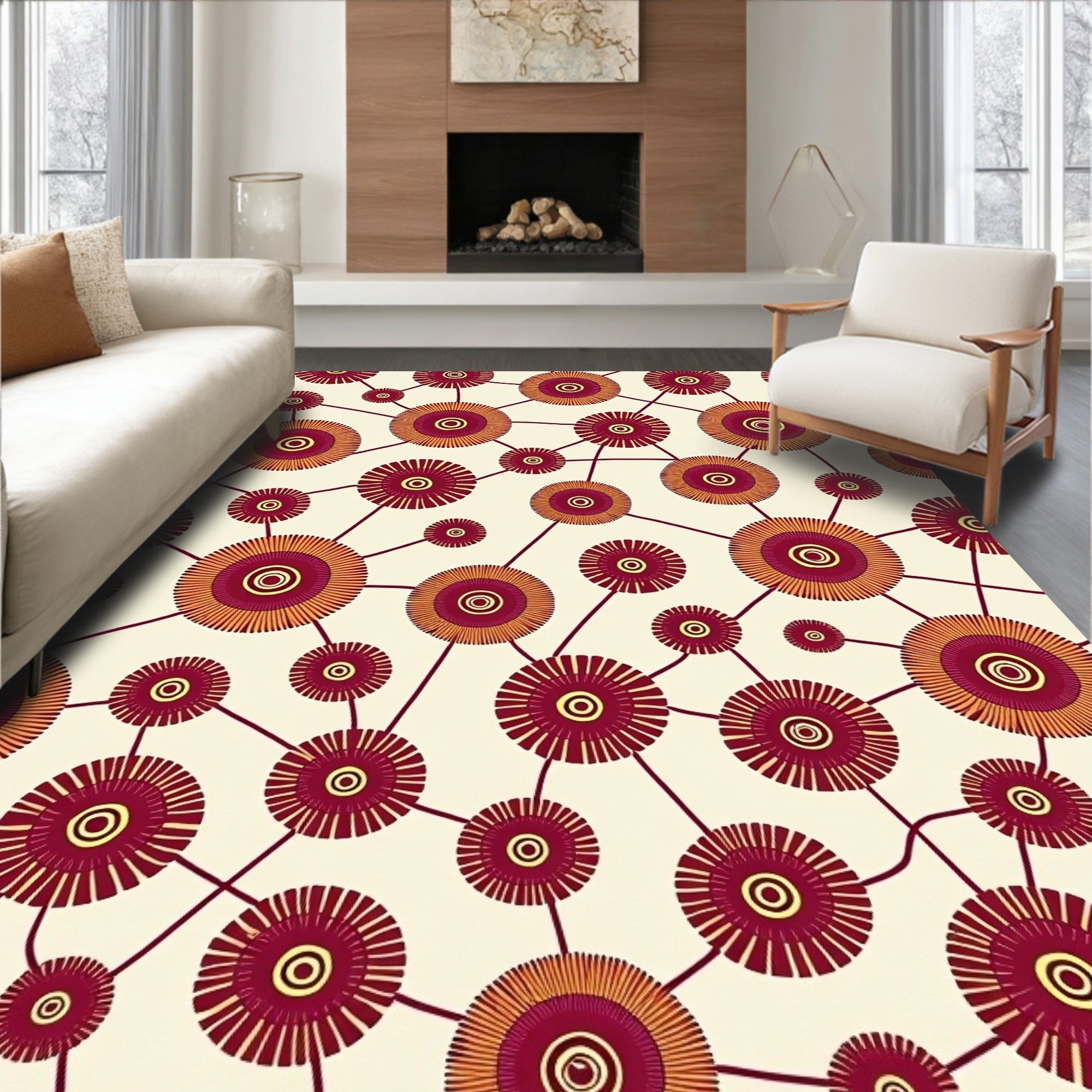 Connected Circular Pattern Design Rug