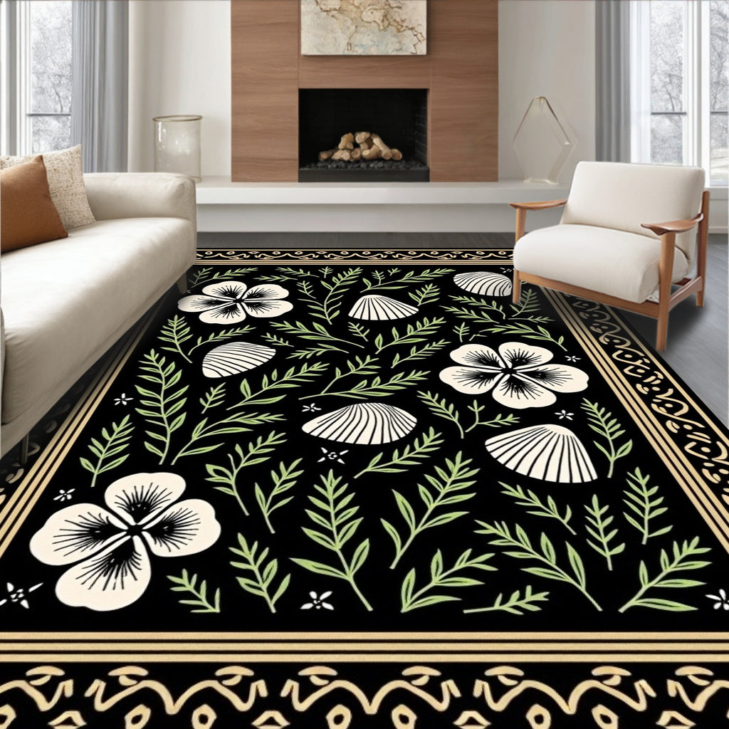 Shell Floral Botanical Patterned Rug