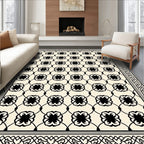 Stunning Black Cream Clover Pattern Rug