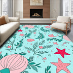 Playful Sea Life Fern Pattern Rug