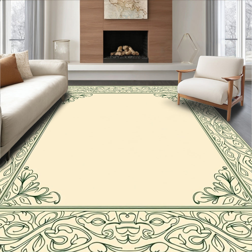 Art Nouveau Vine Scroll Border Design Rug