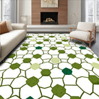 Green Hexagonal Geometric Pattern Rug