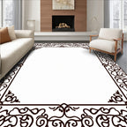 Elegant Scrollwork Floral Border Design Rug