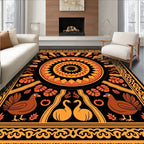 Folklore Animal Sunburst Pattern Rug