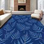 Blue Leafy Branch Pattern Rug