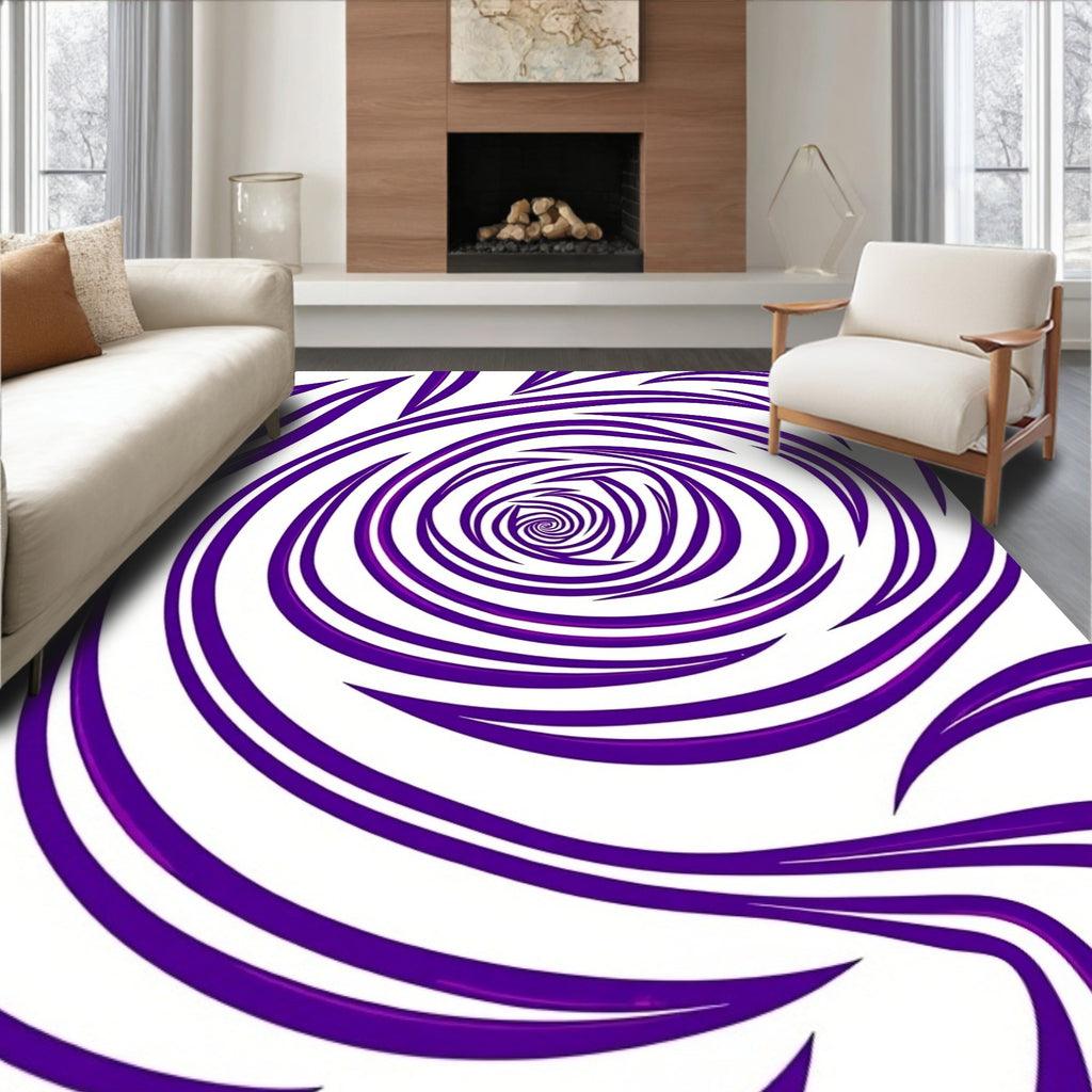 Purple Swirl Abstract Pattern Rug
