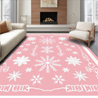 Pink Snowflake Scatter Winter Wonderland Rug