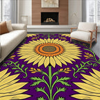 Sunflowers With Green Vine Pattern Rug