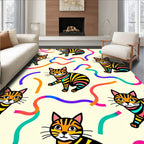 Whimsical Striped Cat Abstract Pattern Rug