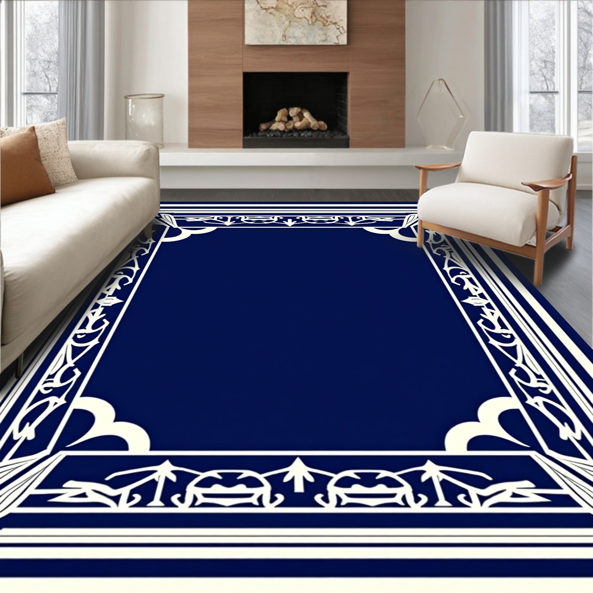 Classic White Decorative Edge Rug