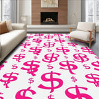 Pink Dollar Sign Pattern Rug