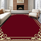Elegant Burgundy Swirl Border Rug