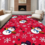 Winter Snowman Snowflake Pattern Rug