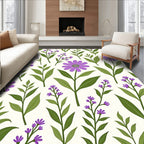 Purple Floral Branch Pattern Rug