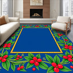 Bold Red Floral Vine Border Design Rug