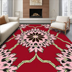 Ornate Floral Mandala In Pink and Red Rug
