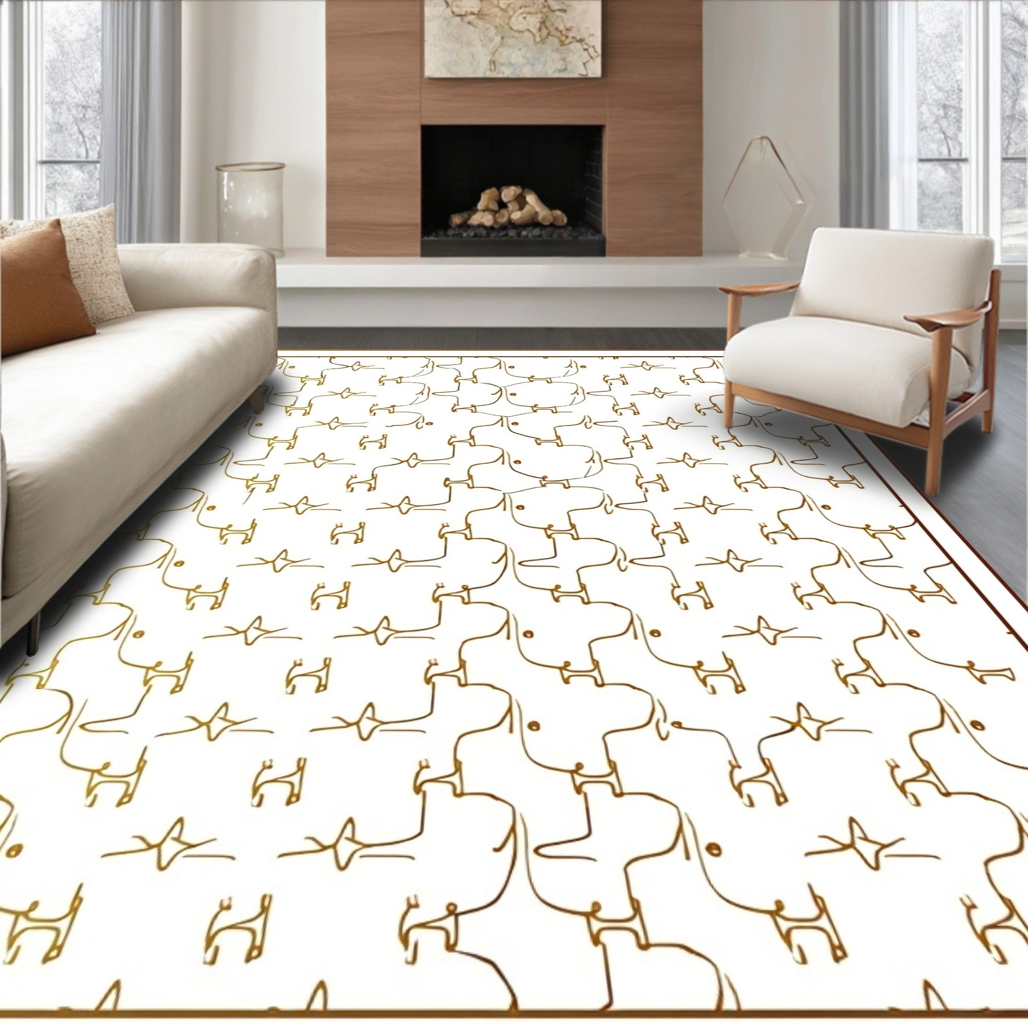Ethnic Stamped Abstract Figures Rug