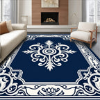 Elegant Ivory Floral Scrollwork Design Rug