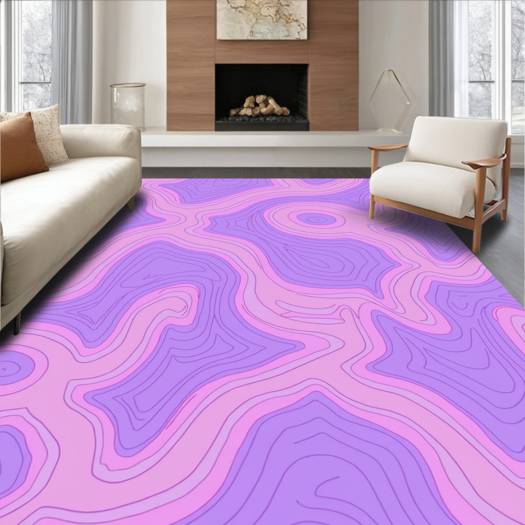 Whimsical Winding Lavender Pink Pattern Rug