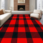 Red Black Buffalo Check Plaid Rug