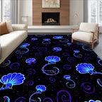 Midnight Blue Fan Swirl Pattern Rug