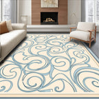 Cream Blue Swirl Pattern Design Rug