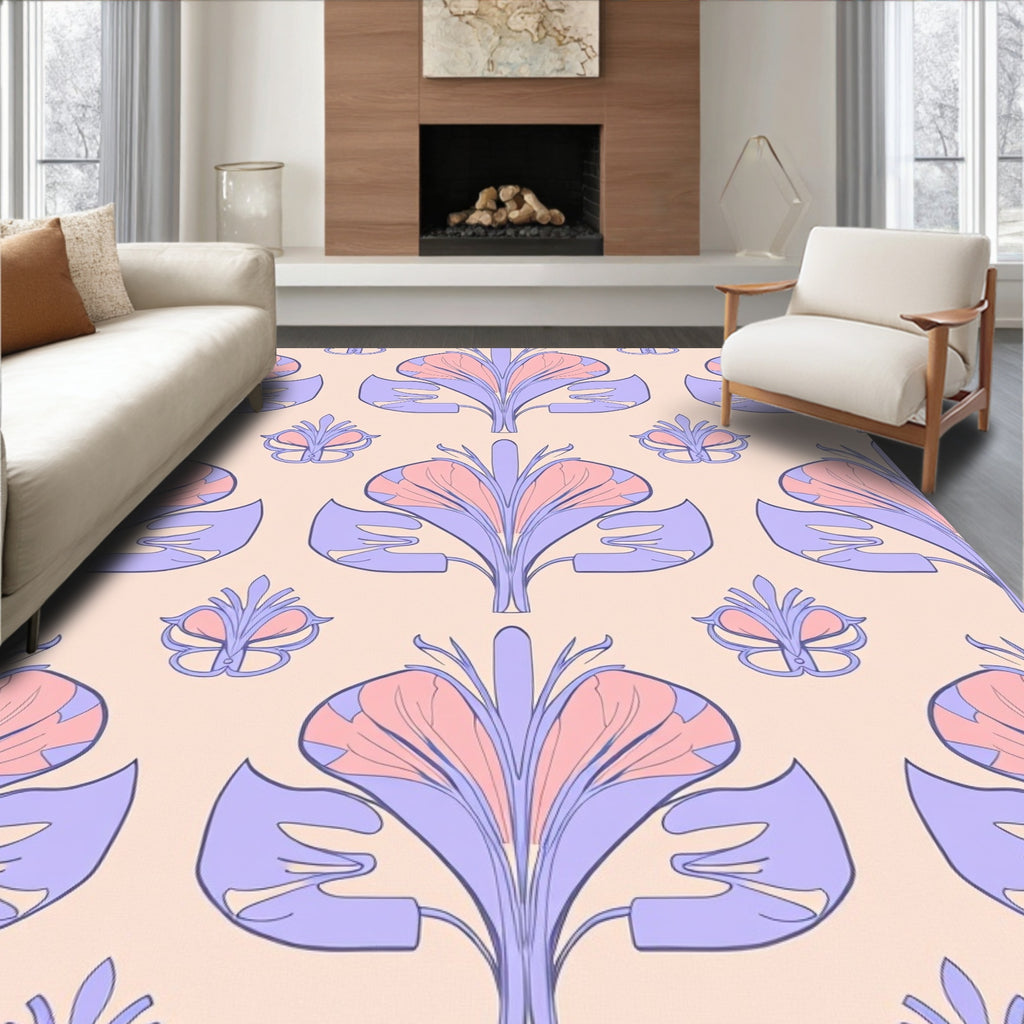 Art Nouveau Floral Lilac Pink Pattern Rug