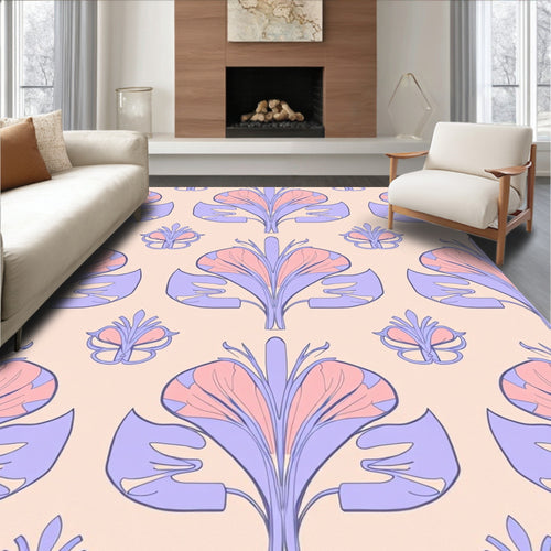 Art Nouveau Floral Lilac Pink Pattern Rug