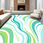 Turquoise And Green Wavy Pattern Rug