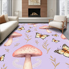 Whimsical Butterfly and Mushroom Pattern Rug