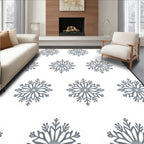 Silver Snowflake Minimalist Pattern Rug