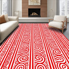 Red Stripe Organic Swirl Pattern Rug