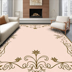 Ornate Brown Filigree Floral Border Rug