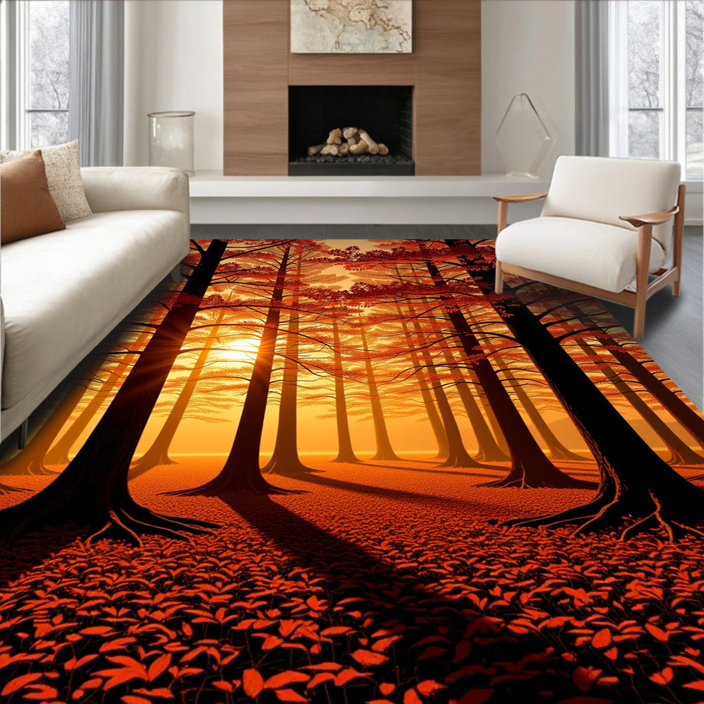 Forest Canopy Sunset Pattern Rug