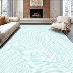 Aquamarine Flowing Lines Abstract Rug