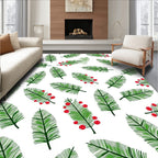 Green Pine Needles with Red Berries Rug