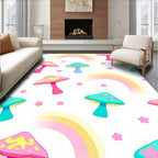 Whimsical Mushroom Rainbow Pattern Rug