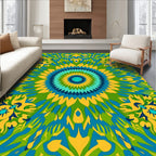 Vibrant Floral Sunburst Mandala Rug