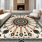Radiant Sunburst Black Beige Rug