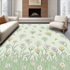 Whimsical Field of Flowers Pattern Rug