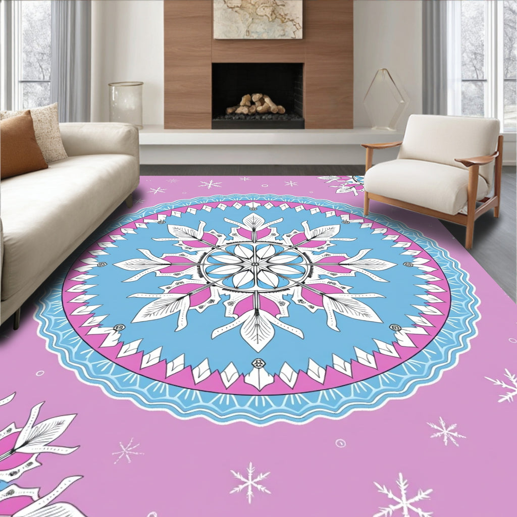 Winter Mandala Snowflake Style Rug
