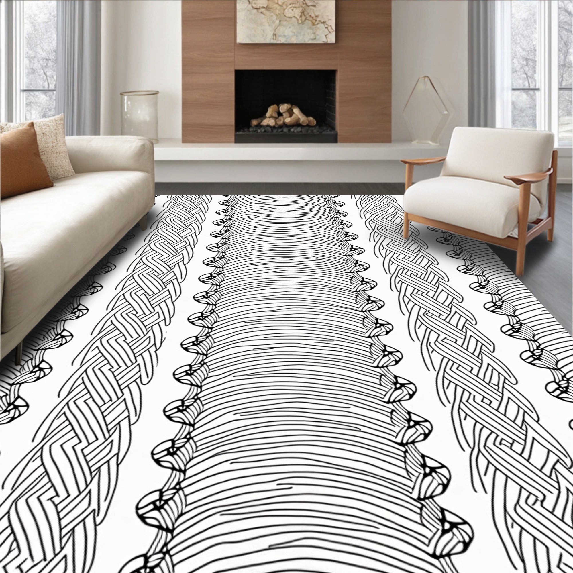 Intertwined Braided Striped Artwork Rug