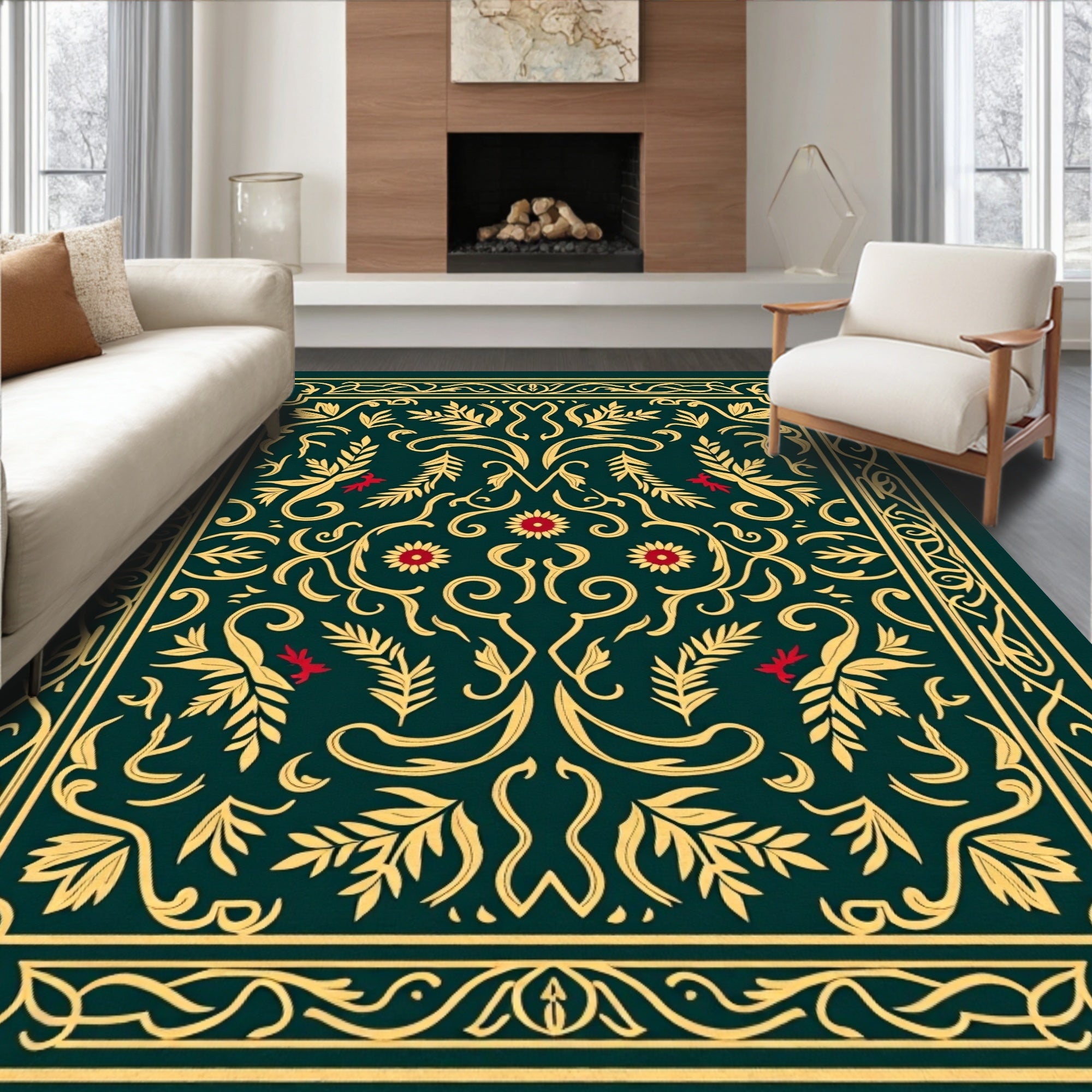 Classic Ornate Floral Pattern Rug