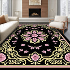 Pink Floral Medallion with Scrollwork Border Rug