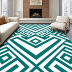 Teal Diamond Geometric Abstract Rug