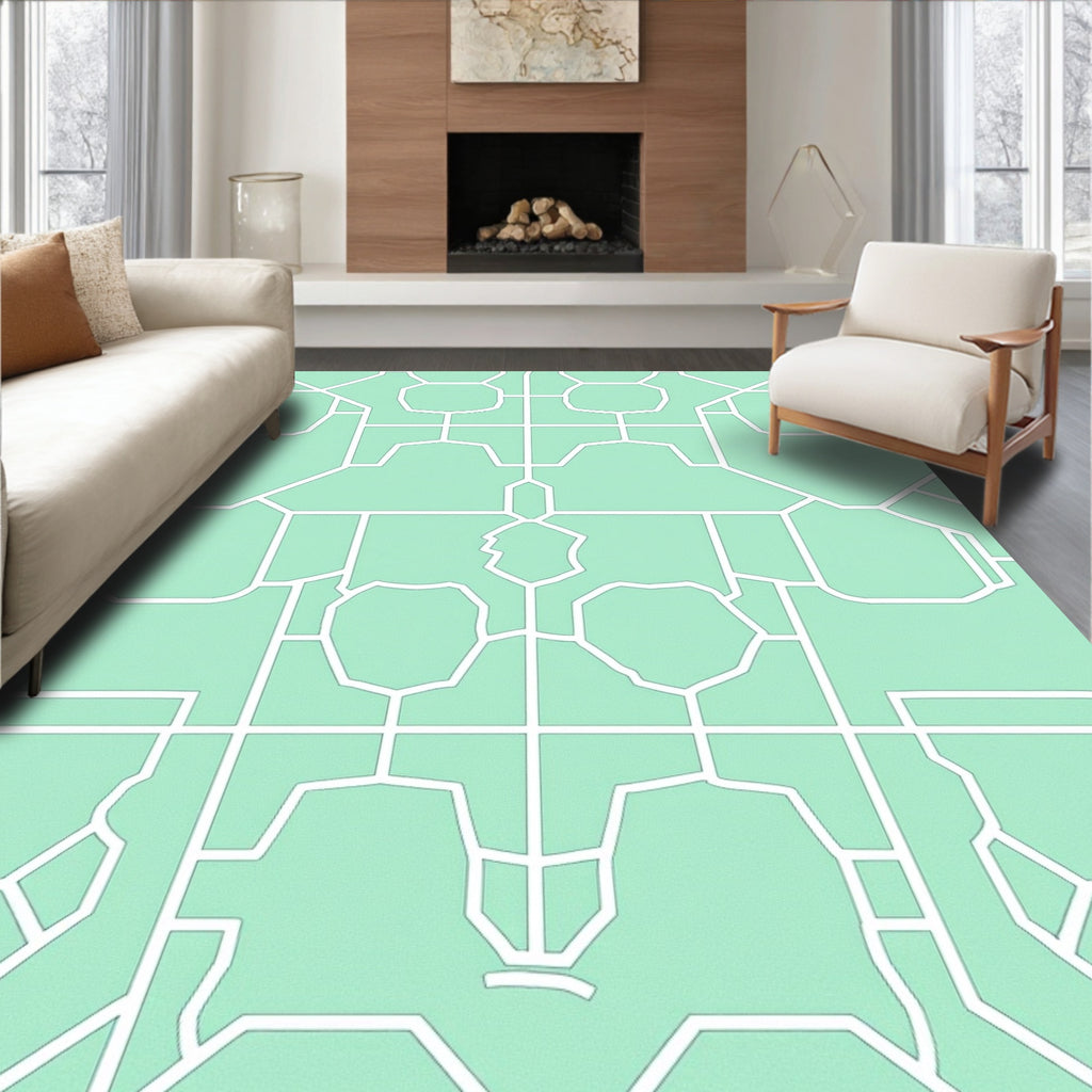 Geometric Garden Lattice Pattern Rug