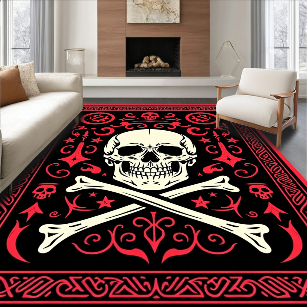 Edgy Skull Bones Pattern Rug