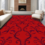 Red Elegant Floral Swirl Pattern Rug